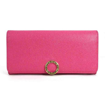 BVLGARI bi-fold long wallet leather pink gold ladies
