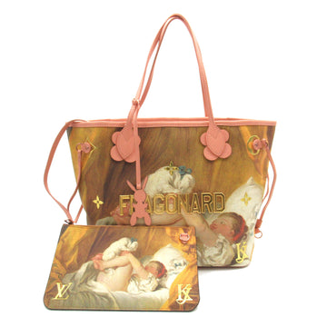 LOUIS VUITTON Fragonard Neverfull MM Pink Brown Masters collection PVC coated canvas M43319