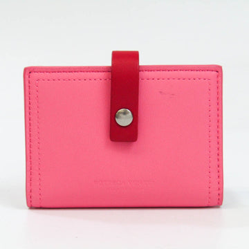 BOTTEGA VENETA Leather Card Case Pink,Red Color