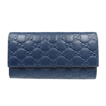 GUCCIsima Leather Navy Bifold Long Wallet