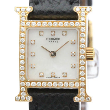 HERMESPolished  H Watch Mini Diamond 18K Pink Gold Ladies Watch HH1.171 BF563408