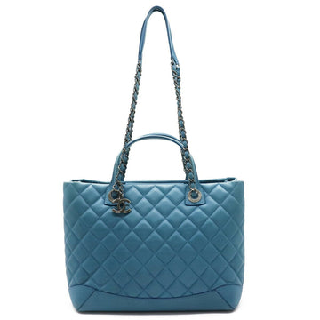 Chanel matelasse here mark handbag tote bag shoulder chain leather blue