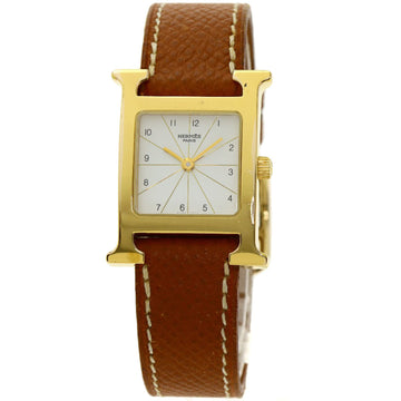 HERMES RS1.201 H Watch Wristwatch GP/Leather Women's