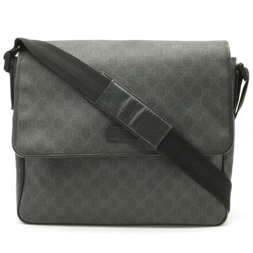 Gucci GG Supreme Plus Shoulder Bag PVC Leather Gray Black 169935
