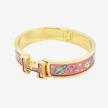 HERMES Bangle Click Crack PM GP Plated Gold Multicolor Ladies