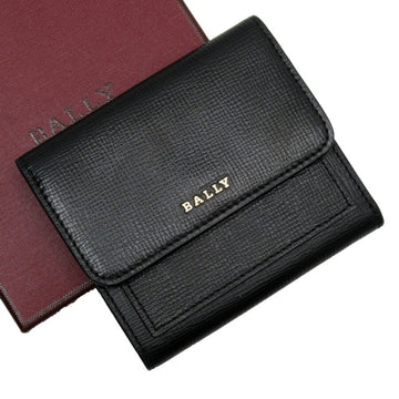 BALLY tri-fold wallet black beige leather