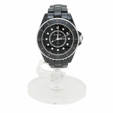 CHANEL J12 12P Diamond 33mm Watch H5701 Black Ceramic Bracelet Belt Ladies Quartz Boys Size