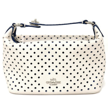 COACH perforated leather pochette pouch handbag punching 53215 ivory blue