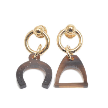 Hermes Amulet Eskettle Earrings Buffalo Horn Metal