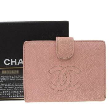 Chanel fold wallet with gama mouth caviar skin pink A13497 seal 8 series coco mark logo