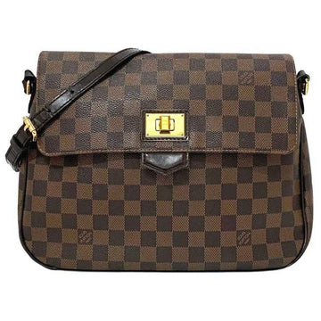 LOUIS VUITTON Shoulder Bag Bouzas Roseberry Brown Gold Damier Ebene N41178 Canvas Leather DU1112  Flap Turnlock