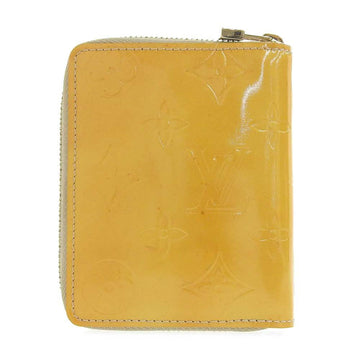 LOUIS VUITTON Monogram Verni Bloom Round Zipper Folding Wallet Soft Beige M91015