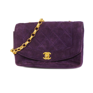 CHANEL[3bd3918-g]Auth  Matelasse Diana Flap Chain Shoulder Suede Shoulder Bag Purple