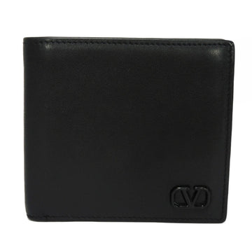 VALENTINO Bifold Wallet V Logo Signature Billfold Card Case Black Men's