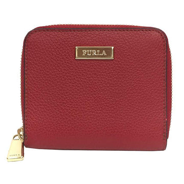 FURLA Folding Wallet PR2Y 0972189 Leather Red Round Zip Ladies