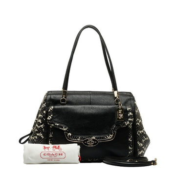 COACH Carriage Handbag Shoulder Bag 27841 Black White Leather Women's
