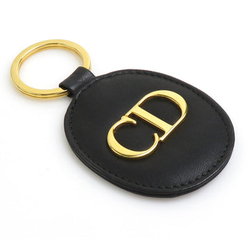 CHRISTIAN DIOR Key Ring Charm Leather/Metal Black Unisex