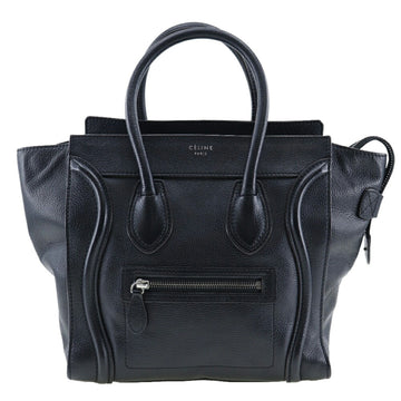 CELINE Luggage Handbag Micro Shopper 167793 Calf Made in Italy Black A5 Zipper Women's