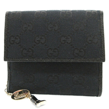 GUCCI 154182 GG Canvas Leather Black W Wallet 0111