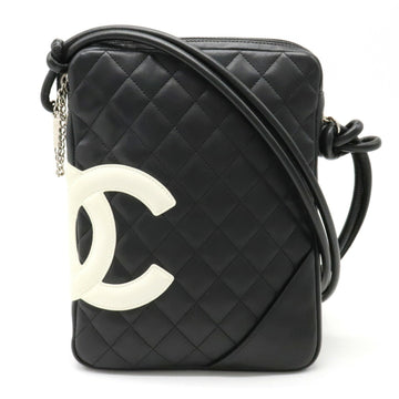 Chanel Cambon Line Coco Mark Medium Pochette Shoulder Bag Black White Pink A25178