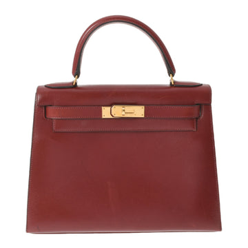 Hermes Kelly 28 Outer Stitching Rouge Ash W Engraved (around 1993) Women's BOX Calf Bag
