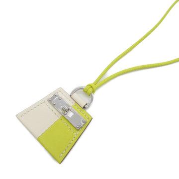 HERMES Mon Petit Kelly PM Necklace Yellow Ivory Lime Nata leather Yellow Ivory Lime