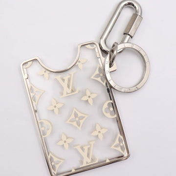 LOUIS VUITTON Porto Cle Prism ID Keychain M68285 Plexiglass Clear White Silver Keyring Card Holder