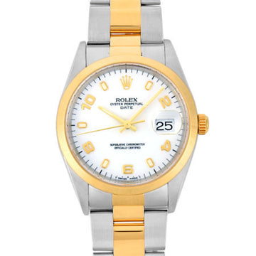Rolex Oyster Perpetual Date 15203 SS x YG two tone A serial men's self-winding watch flying Arabic index white dial