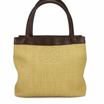 CHANEL Straw Bag Handbag No. 5 Coco Mark Leather Ladies handbag coco leather dark brown