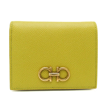 SALVATORE FERRAGAMO Gancini IY-22 D780 Women's Leather Wallet [bi-fold] Dark Yellow