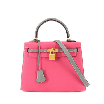 Hermes Kelly 25 Personal SPO 2way Hand Shoulder Bag Epson Rose Azalee Grimmette C Engraved Outer Stitching