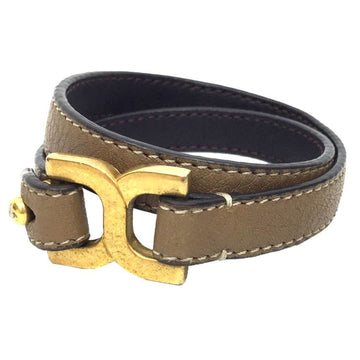 CHLOE  Bracelet 2B0644 Brown Leather Double Row Women's Loop