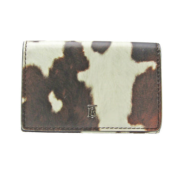 BURBERRY Continental Cow Print Women's Leather Wallet [tri-fold] Dark Brown,White