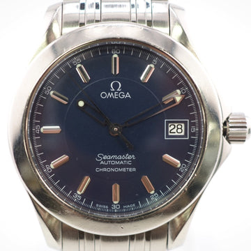 OMEGA 2507.80 Seamaster Jacques Mayol 2001 Automatic AT Blue Dial Watch Silver Men's