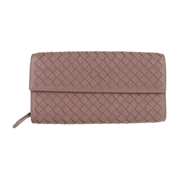 Bottega Veneta intrecciato bi-fold wallet 150509 leather pink brown long round zipper