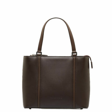 BURBERRY Nova Check Embossed Handbag Tote Bag Brown Leather Women's