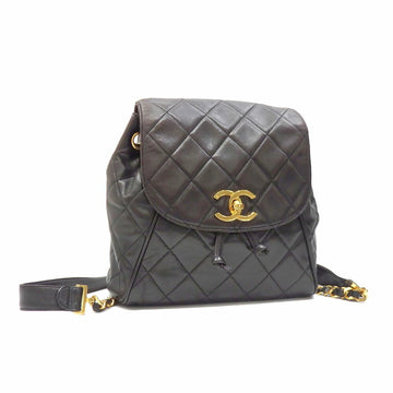 Chanel Rucksack Matelasse Women's Black Lambskin Daypack Backpack Cocomark