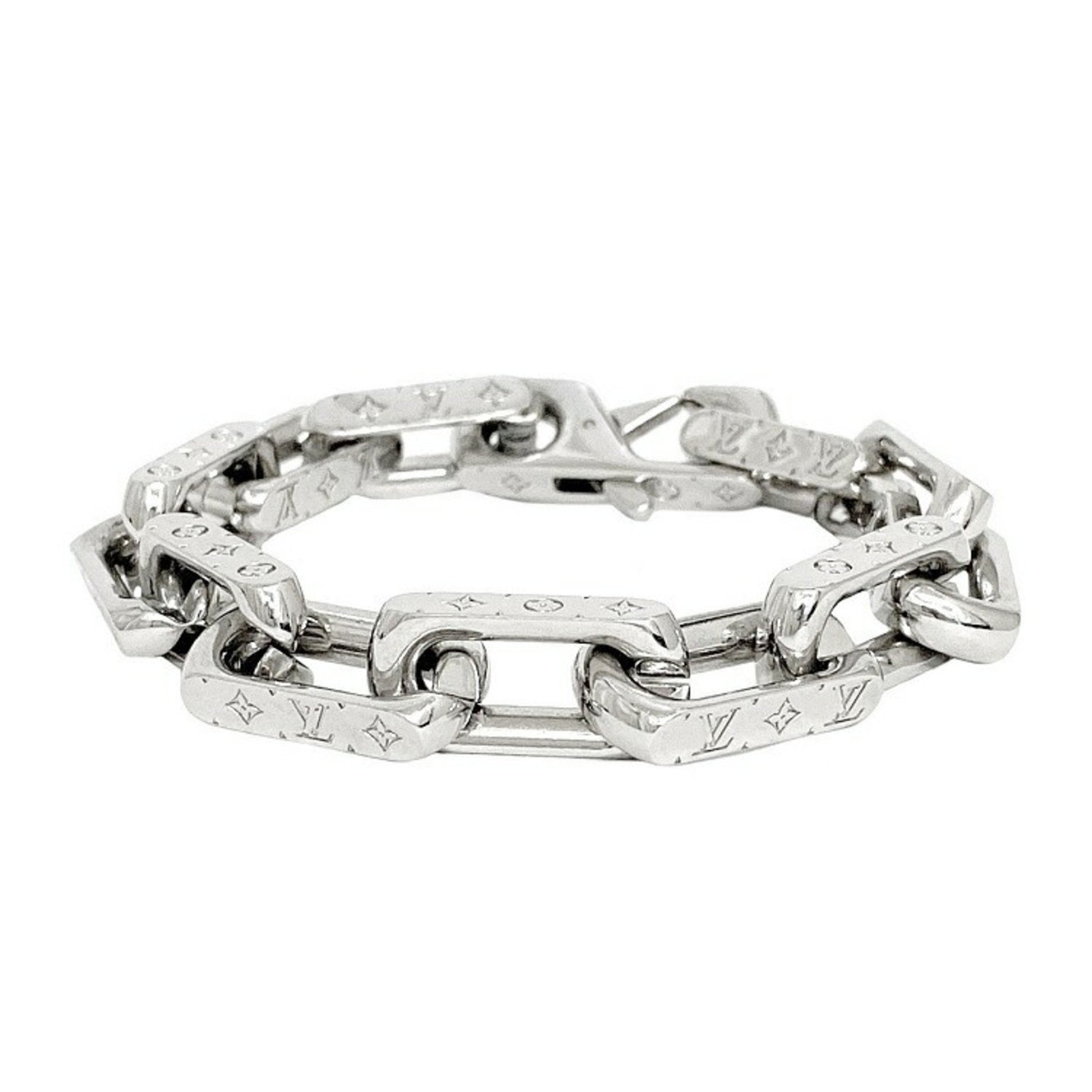 Louis Vuitton Bracelet Chain Monogram Silver M64224 Metal US1118 LOUIS