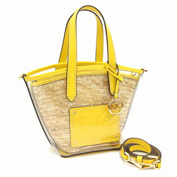 MICHAEL KORS Handbag 35T2G7KT5W Yellow Natural Leather Vinyl Straw Bag Ladies