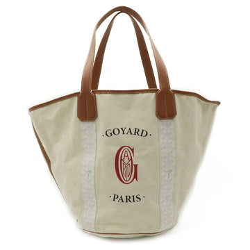 GOYARD Bellara Tote Bag Shoulder Beach Reversible Canvas Toile Leather Natural