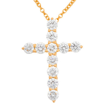 TIFFANY & Co cross pendant diamond necklace medium K18PG rose gold