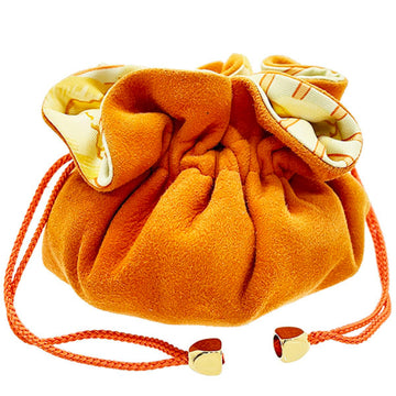Hermes pouch Bourse a bijoux suede orange yellow HERMES case multi