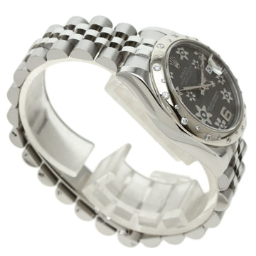 ROLEX 178344 Datejust Bezel Diamond Flower Dial Watch Stainless Steel SS K18WG Boys