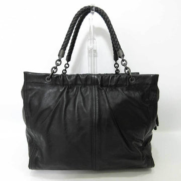 BOTTEGA VENETA Bag Chain Tote Black Intrecciato Handbag Ladies Leather BOTTEGAVENETA