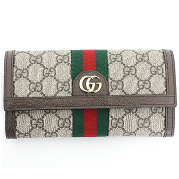 Gucci Ophidia GG Continental Wallet Bifold Long Supreme Canvas 523153 Beige Green Red Gold Hardware