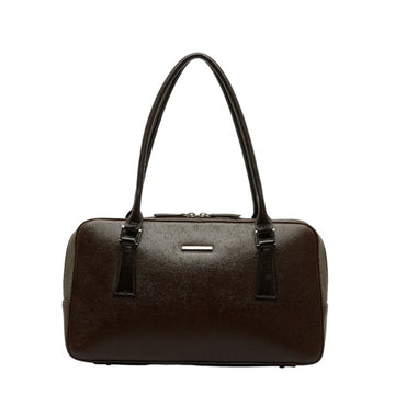 BURBERRY Nova Check Handbag Brown Leather Women's