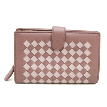 BOTTEGA VENETA Intrecciato Women's Leather Middle Wallet [bi-fold] Dusty Pink