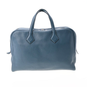 HERMES Victoria 40 Blue Izmir Palladium Metal Fittings A Engraved [around 2017] Women's Taurillon Clemence Handbag
