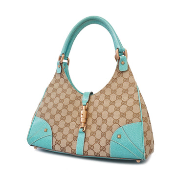 Gucci New Jackie 124407 Women's GG Canvas Shoulder Bag Beige,Light Blue