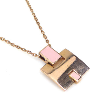 HERMES Necklace Irene Metal/Enamel Pink Gold/Pink Women's